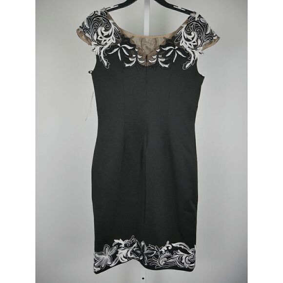 XSCAPE Embroidered Appliqué Scuba Crepe Cocktail Dress Size 6 - Picture 6 of 10